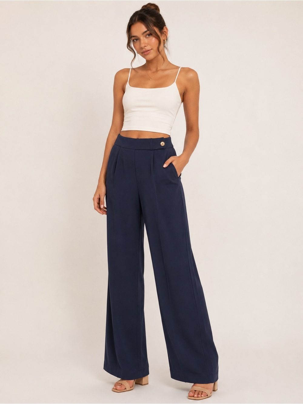 Navy Wide Leg Dress Pants | Size Small